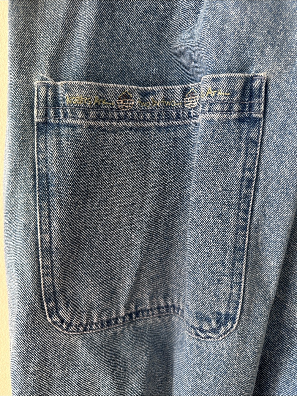 Vtg 90s Christopher Banks Noahs Ark Embroidered Denim Overalls Jumper Medium M - Picture 10 of 11